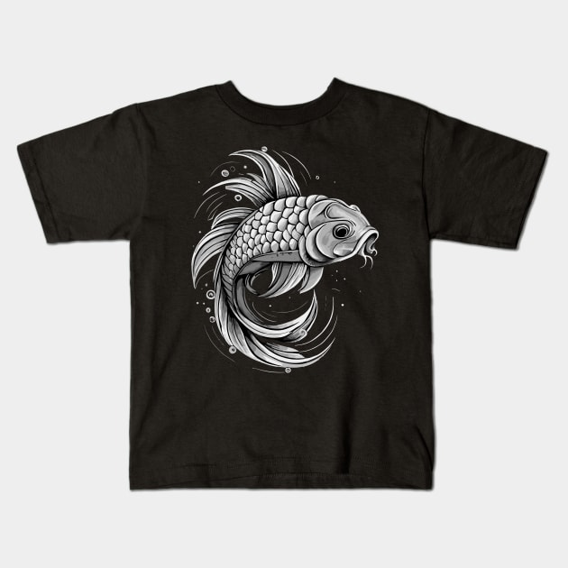 Black and White Fish Kids T-Shirt by NerdsbyLeo